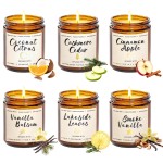 Holiday Candle Gift Set for Women - 6 Pack 7oz Winter Scented Soy Candles, Long Lasting Aromatherapy Christmas Gifts for Her, Perfect for Home Dcor, Vanilla, Cinnamon & Cedar Scents