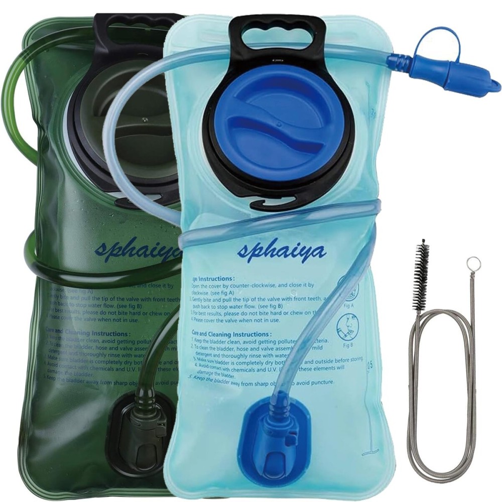 Hydration Bladder 2L-3L Water Storage Bag Reservoir,Military Hydration Pack Replacement for Hiking Biking Climbing Cycling Running Camping Backpack (2L-Blue+Green)