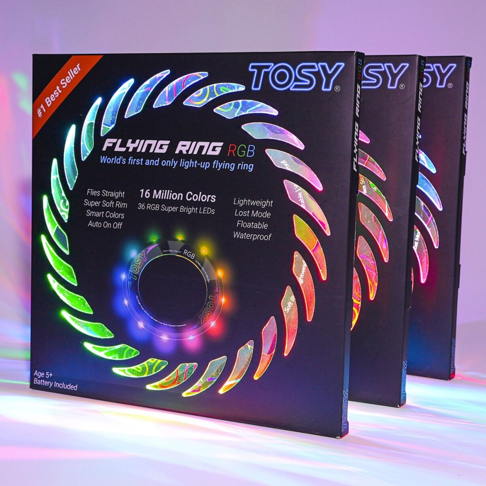 TOSY Flying Ring - 36 RGB Multicolor LEDs, Super Bright, Lost Mode, Auto Light Up, Christmas Stocking Stuffers Gift for Kid/Teen/Boy/Girl, Safe, Waterproof, Pool/Beach/Camping Toy, 3-Pack