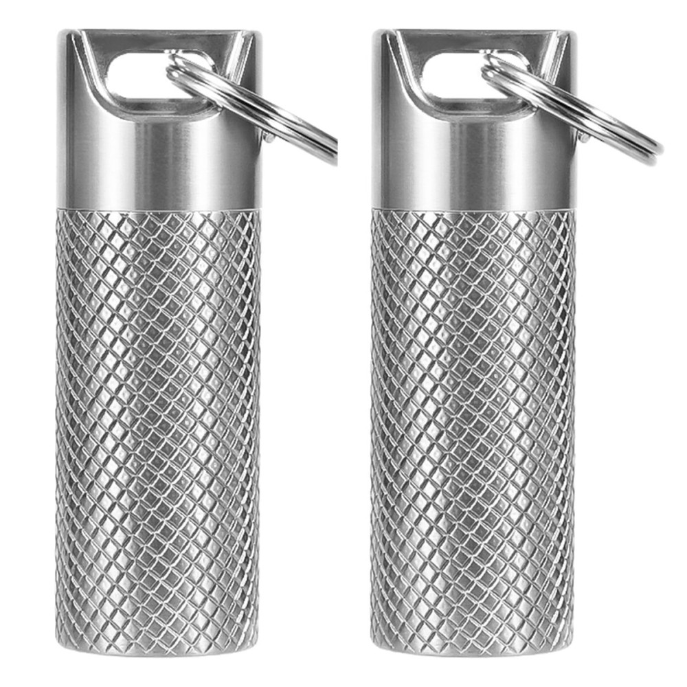 Small Titanium Pill Case Keychain - IPX7 100% Waterproof, Extreme Temp Resistant, Large Capacity, Double O-Ring Seal for Theaters & Travel (2PC)