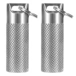 Small Titanium Pill Case Keychain - IPX7 100% Waterproof, Extreme Temp Resistant, Large Capacity, Double O-Ring Seal for Theaters & Travel (2PC)