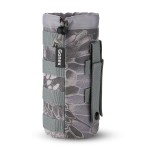 Gonex Tactical Military MOLLE Water Bottle Pouch, Drawstring Open Top & Mesh Bottom Travel Water Bottle Bag Tactical Hydration Carrier Snake Camo