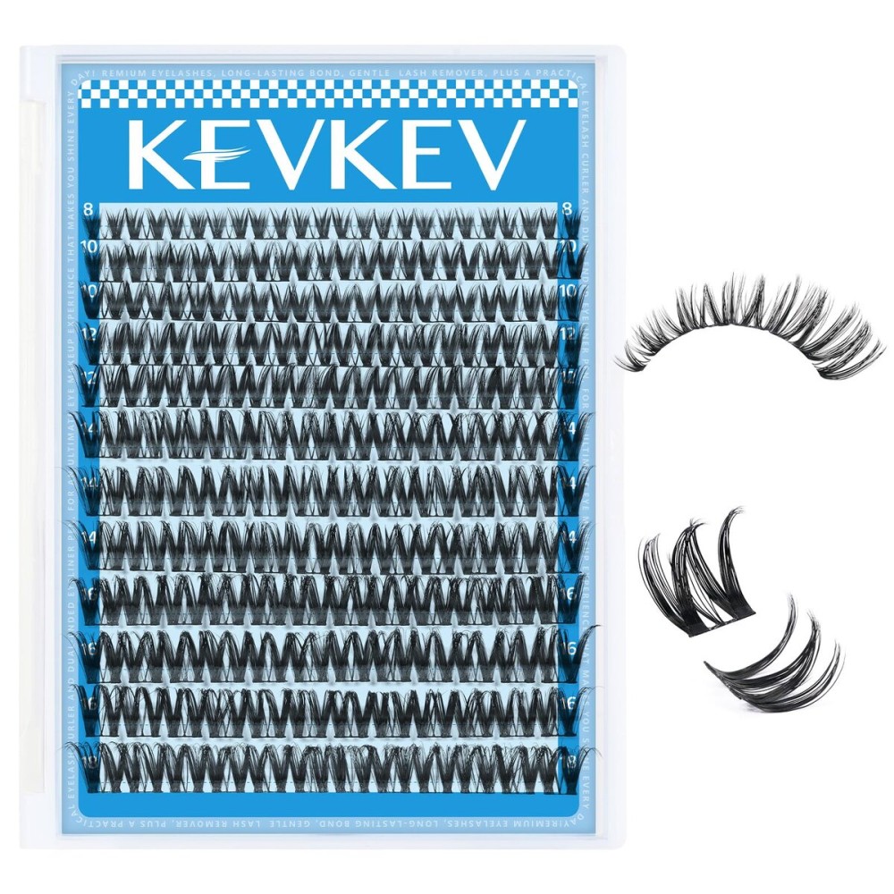 KEVKEV Lash Clusters Flora Eyelash Clusters 8-18mm Lashes Clusters 144pcs Soft Cluster Eyelash Extensions Ultra-Thin Band Ultra-Light Natural Look Natural Lash Clusters DIY Lash At Home(K03)