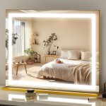 FENNIO 23 x 18 Vanity Mirror with LightsLED Makeup MirrorHollywood Mirror with 3 Color Modes & Adjustable BrightnessVanity Mirror Square Gold
