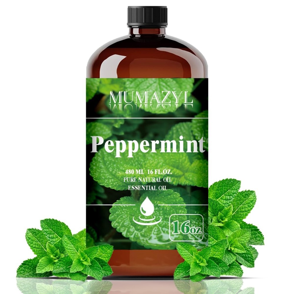 Peppermint Essential Oil, Peppermint Oil 16 Fl Oz 480ML for Diffuser Humidifier Yoga Cleaning DIY Candle Soap Making Essential Oils