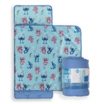 Jay Franco Kids Nap Mat Cartoon Embedded Pillow & Blanket - Soft 46x20Microfiber Sleeping Bag with Name Tag & Handle for School, Travel, Sleepover, Blue - Lilo & Stitch