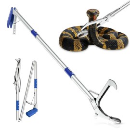 FitPlus 2025 Upgrade PowerGrip T9, Grabber Reacher Tool, Wide Jaw, Foldable, Steel Cable, with 96 Grip Points for Firm Grip, 32 with Magnet (Blue, 50)