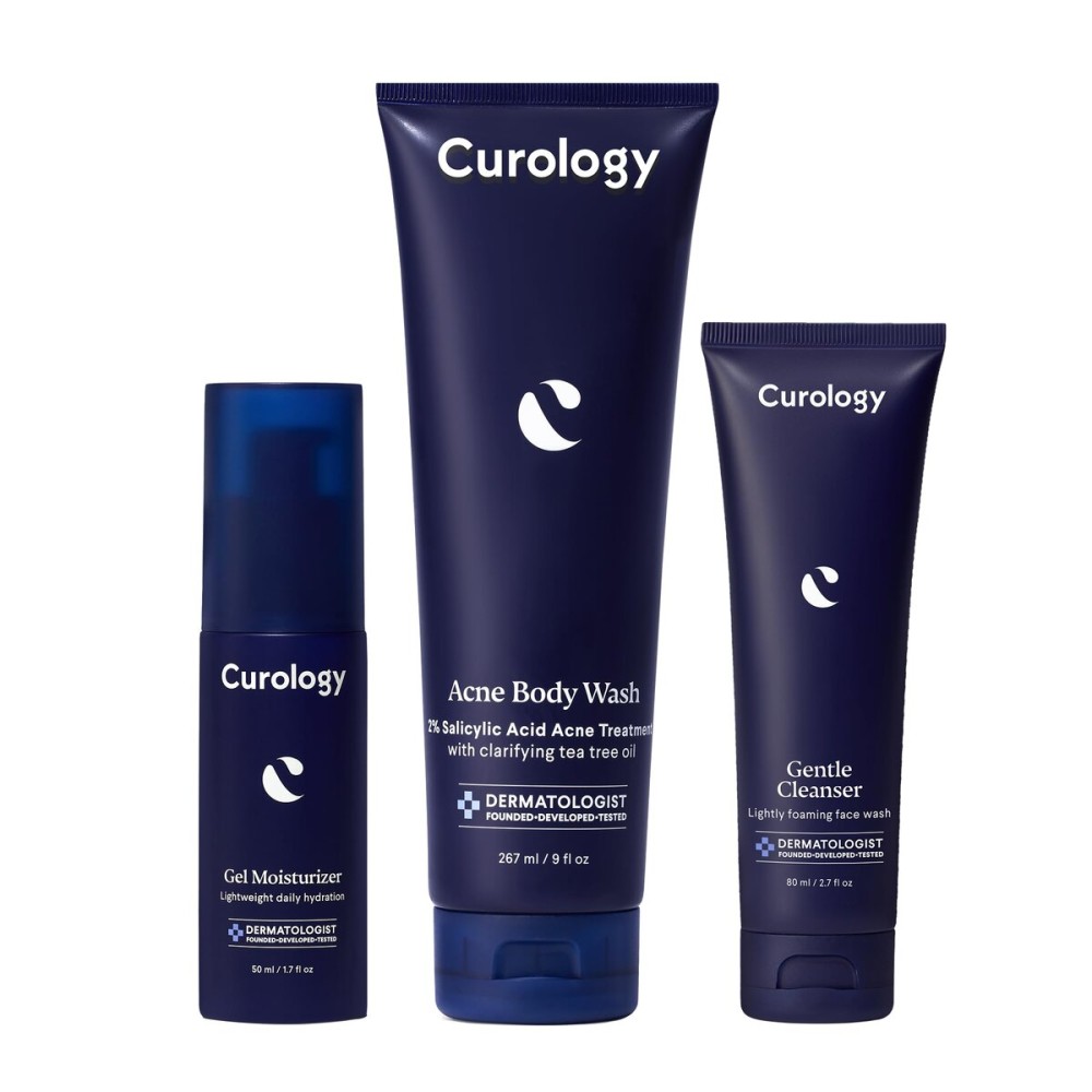 Curology Everyday Skincare Gift Set, Gentle Facial Cleanser, Acne Body Wash (2% Salicylic Acid), and Daily Gel Face Moisturizer with Hyaluronic Acid