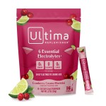 Ultima Replenisher Daily Electrolyte Powder Drink Mix - Sugar Free - Cranberry Cosmo, 16 Stickpacks - Hydration Packets with 6 Key Electrolytes and Trace Minerals - Keto Friendly, Non-GMO