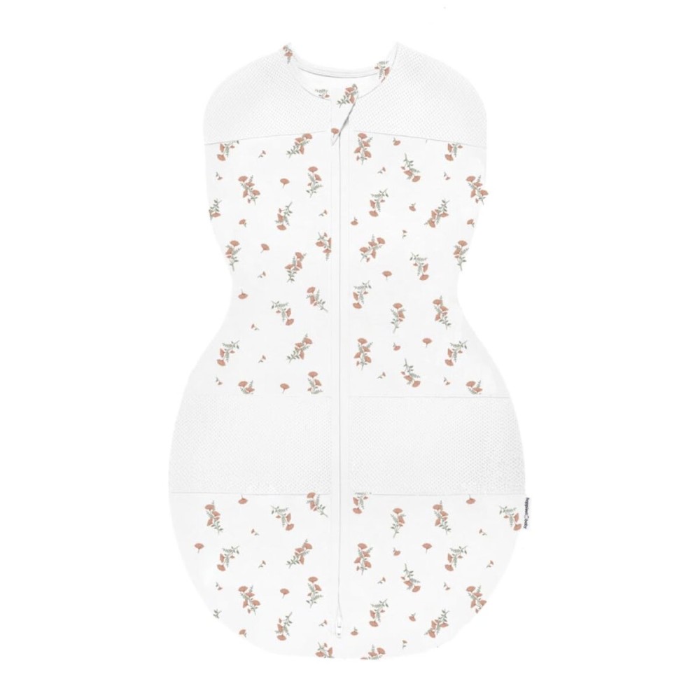 Happiest Baby Sleepea 5-Second Swaddle - 100% Organic Cotton Baby Swaddle Blanket - Doctor Designed Promotes Healthy Hip Development (Ivory Wildflowers, Medium)