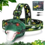 Nitigo Dinosaur Headlamp for Kids Flashlight Rechargeable Led Dino Head Lamp Roar & Silent Mode, T-Rex Dinosaur Toys for Kids 3 4 5 6 7 8, Camping Gear, Gifts for Boys Girls Adults