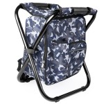 Kikerike Backpack Stool Cooler Chair Heavy Duty 300 LBS Max Load Portable Lightweight Stool Backpack Folding Fishing Cooler Seat for Camping Hunting Fishing - Arctic Camo