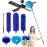 Tiumso Ceiling Fan Cleaner Dusters for Cleaning 6-in-1 Kit, Cobweb Duster with Extension Pole, 100 Inches High Ceiling Fan Blade Cleaners with 5 Reuseable Dusting Heads for Windows and Blinds- Blue