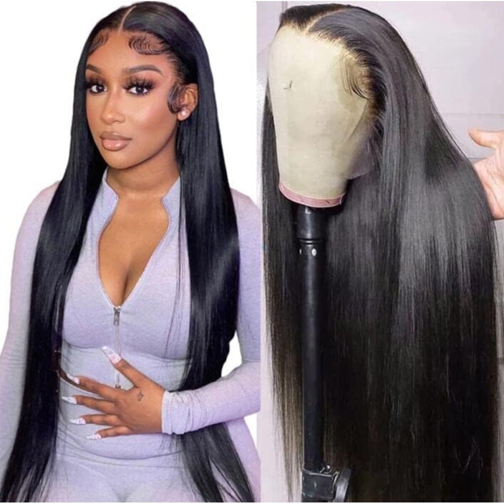 NVL Straight Lace Front Wigs 200 Density 13x4 HD Transparent Lace Frontal Wigs for Black Women Glueless Pre Plucked with Baby Hair for Daily Life Natural Color 22 Inch