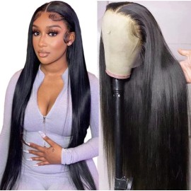 NVL Straight Lace Front Wigs 200 Density 13x4 HD Transparent Lace Frontal Wigs for Black Women Glueless Pre Plucked with Baby Hair for Daily Life Natural Color 22 Inch