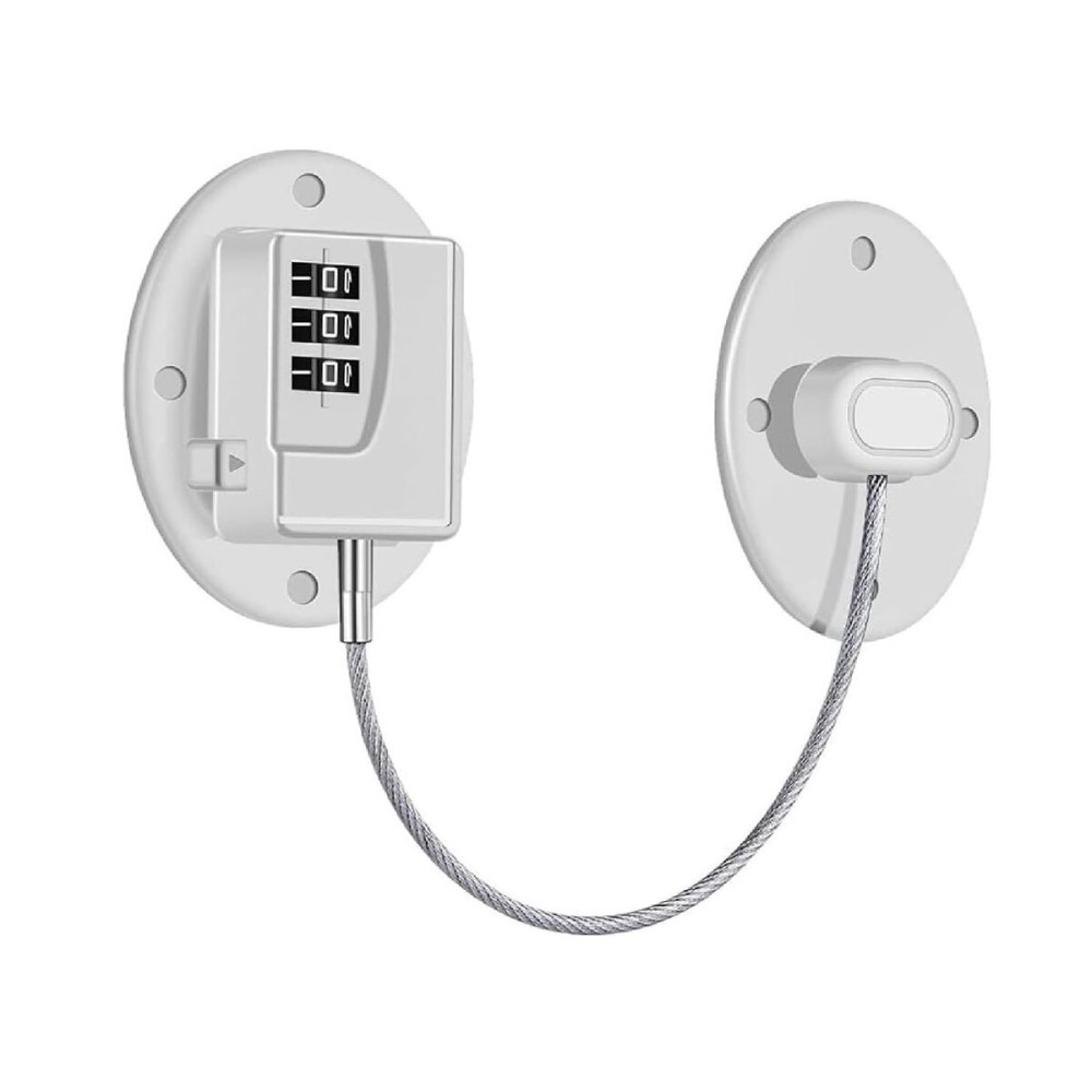 Refrigerator Lock - Heavy Duty Combination Fridge Lock, Child Proof Cabinet Locks,No Keys Needed(White- 1 Pack)