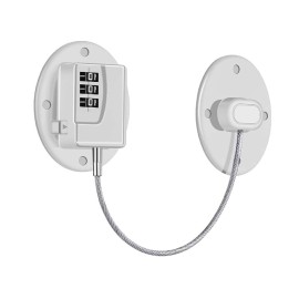 Refrigerator Lock - Heavy Duty Combination Fridge Lock, Child Proof Cabinet Locks,No Keys Needed(White- 1 Pack)