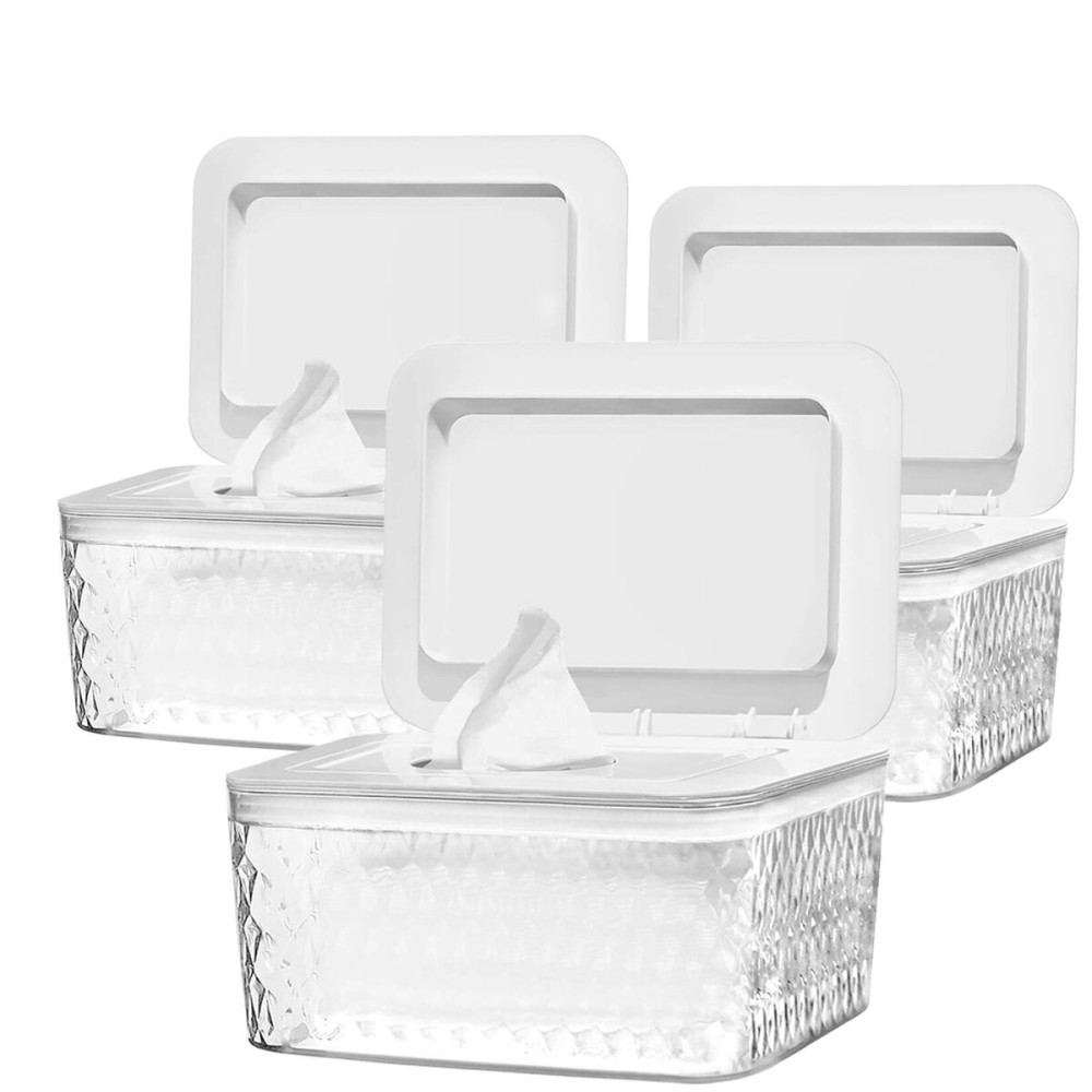 HSWT 3 Pack Wipes Dispenser Seal-Designed Wipe Dispenser Holder Wipes Case Box for Bathroom Keep Wipes Fresh, Dust-Proof & Non-Slip