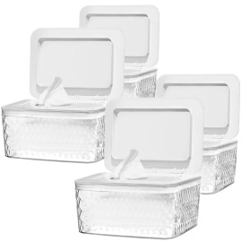 Hswt 4 Pack Wipes Dispenser Seal-Designed Wipe Dispenser Holder Wipes Case Box for Bathroom Keep Wipes Fresh, Dust-Proof & Non-Slip