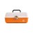 Caboodles School Spirit On-The-Go Girl Makeup Box, White Over Orange, Hard Plastic Makeup Organizer Box, Built-In Mirror, Secure Latch for Safe Travel, Spacious Storage for Large Items