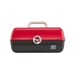 Caboodles School Spirit On-The-Go Girl Makeup Box, Red Over Black, Hard Plastic Makeup Organizer Box, Built-In Mirror, Secure Latch for Safe Travel, Spacious Storage for Large Items
