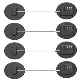 Refrigerator Lock - Heavy Duty Combination Fridge Lock, Child Proof Cabinet Locks,No Keys Needed(Black- 4 Pack)