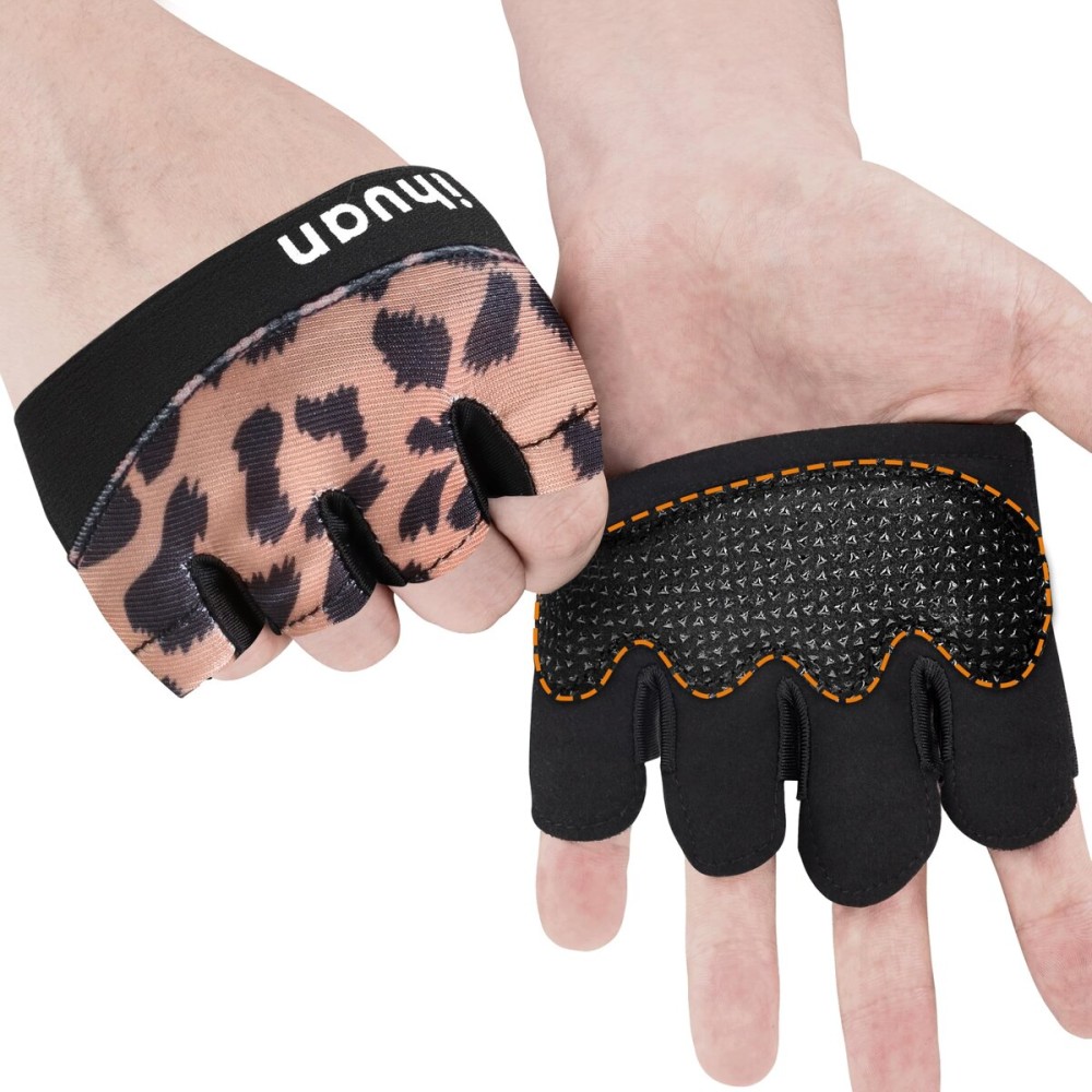 ihuan New Weight Lifting Gym Workout Gloves Men & Women, Great for Weightlifting, Exercise, Training, Fitness (Leopard, Small)