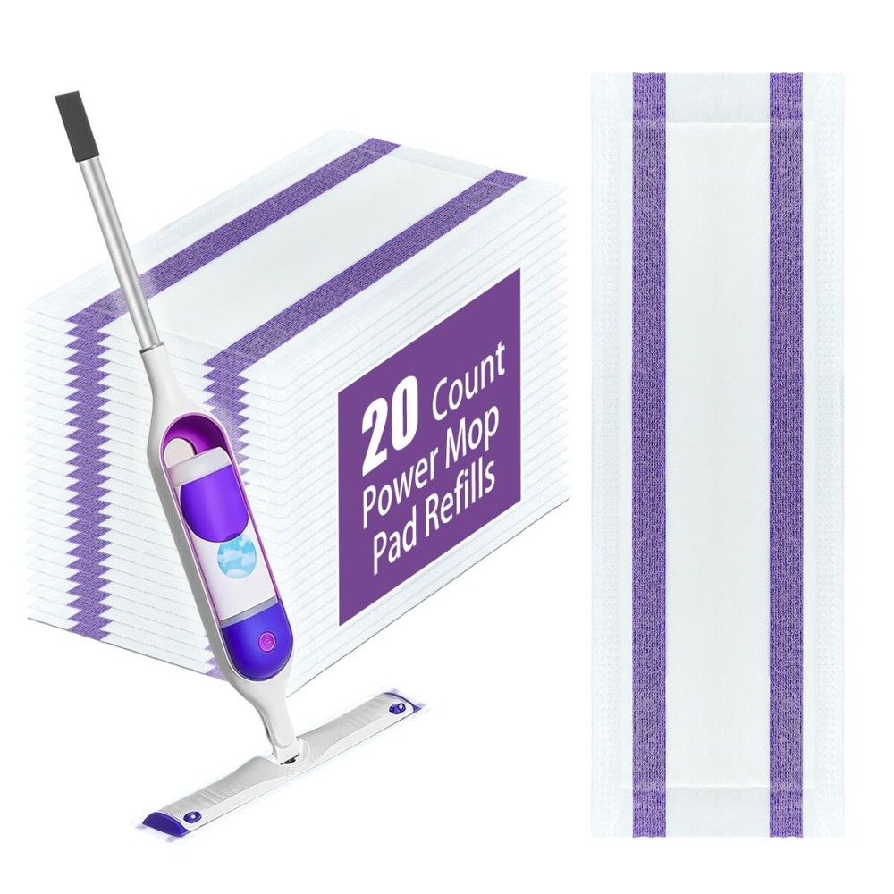 20 Count New Disposable Mop Refills for Swiffer Power Mop,Extended Super Absorbent mop Cloth Compatible with Swiffer Power Mop,Replacement Pads for Floor Cleaning.(Super Absorbent/Velcro)