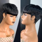 PangDongLai Short Wigs for Black Women Pixie Cut Wigs for Women Chic Elegent Short Layered Pixie Cut Human Hair Wigs No Lace Front Glueless Full Machine Made Wig Natural 1b Color (1B)