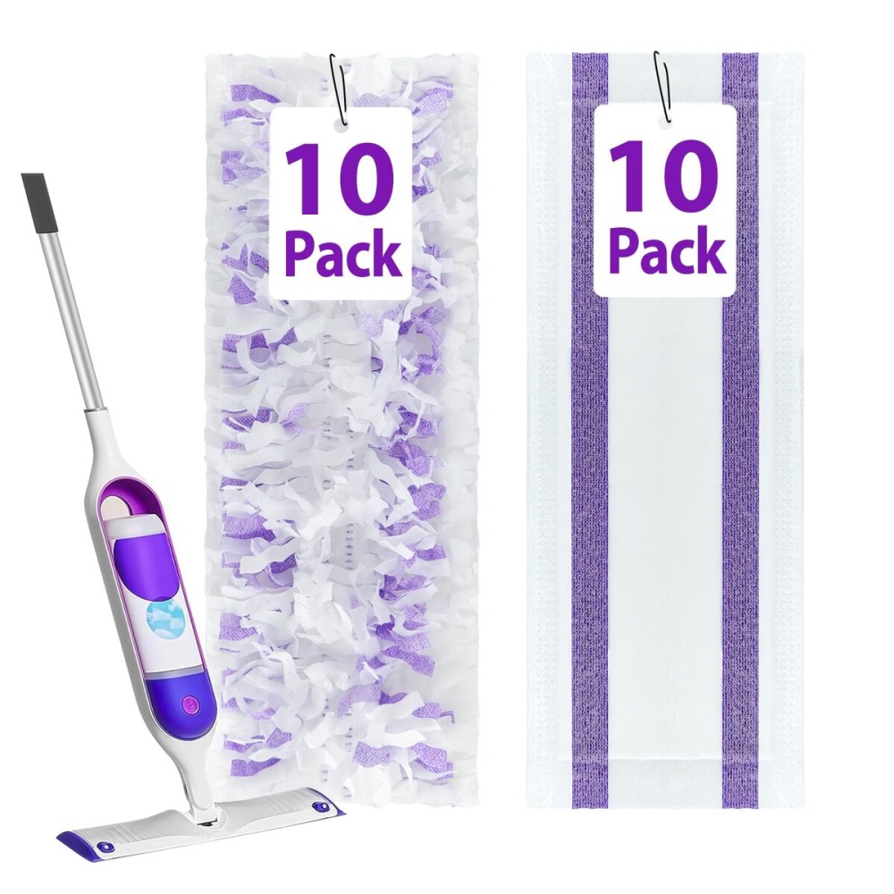 20 Count Disposable Mop Pad Refills for Swiffer Power Mop,Includes 10 Ultra-fine Fiber Mop Pads and 10 Super Absorbent Mop Pads,Compatible with Swiffer Power MopReplacement Mop Pad for Floor Cleaning