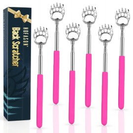 6 Pack Back Scratcher Fathers Day Dad Gifts, White Elephant Gifts for Adults, Stocking Stuffers for Men Women Teens, Prizes for Adults, Extendable Bulk Back Massager for Thanksgiving Birthday (Pink)