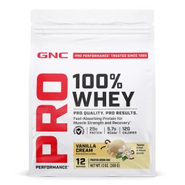 GNC Pro Performance 100% Whey Protein Powder 2.0, Fast Absorbing for Muscle Strength and Recovery, Vanilla, 12 Servings