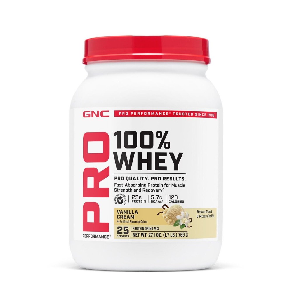 GNC Pro Performance 100% Whey Protein Powder 2.0, Fast Absorbing for Muscle Strength and Recovery, Vanilla, 25 Servings