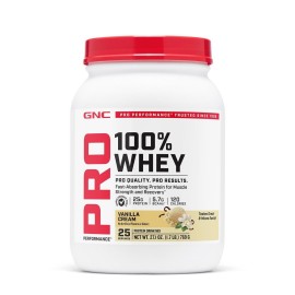 GNC Pro Performance 100% Whey Protein Powder 2.0, Fast Absorbing for Muscle Strength and Recovery, Vanilla, 25 Servings