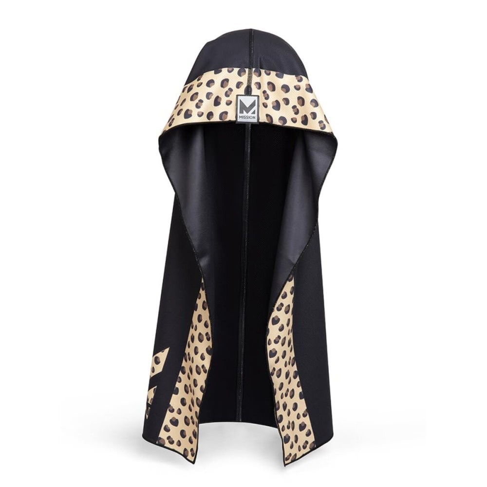 MISSION Cooling Hoodie Towel- Hood Towel, Evaporative Cool Technology, Cools Instantly When Wet, UPF 50 Sun Protection, Contours Your Head to Stay in Place, Great for Sports, Fitness, Gym (Leopard)