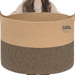 INDRESSME 115L Extra Large Blanket Basket, Woven Baskets for Storage, Wicker Storage Basket for Organizing Woven Laundry Baskets for Toy Pillow Shoe Entryway, Camel & Mix Camel