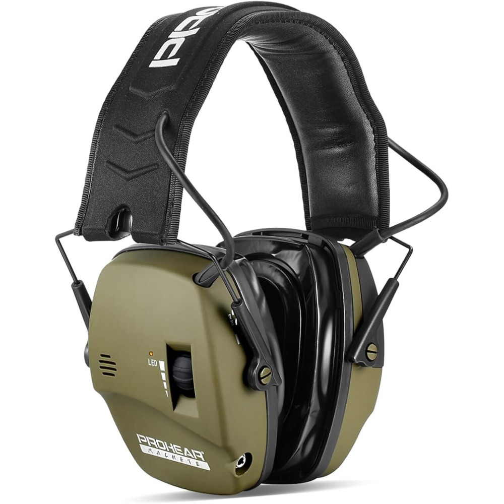 PROHEAR Digital Electronic Shooting Ear Protection Muffs with GEP02 Gel Ear Pads, Hunting Sound Amplification Earmuffs, NRR 23dB Low Profile Hearing Protection for Gun Range - Green