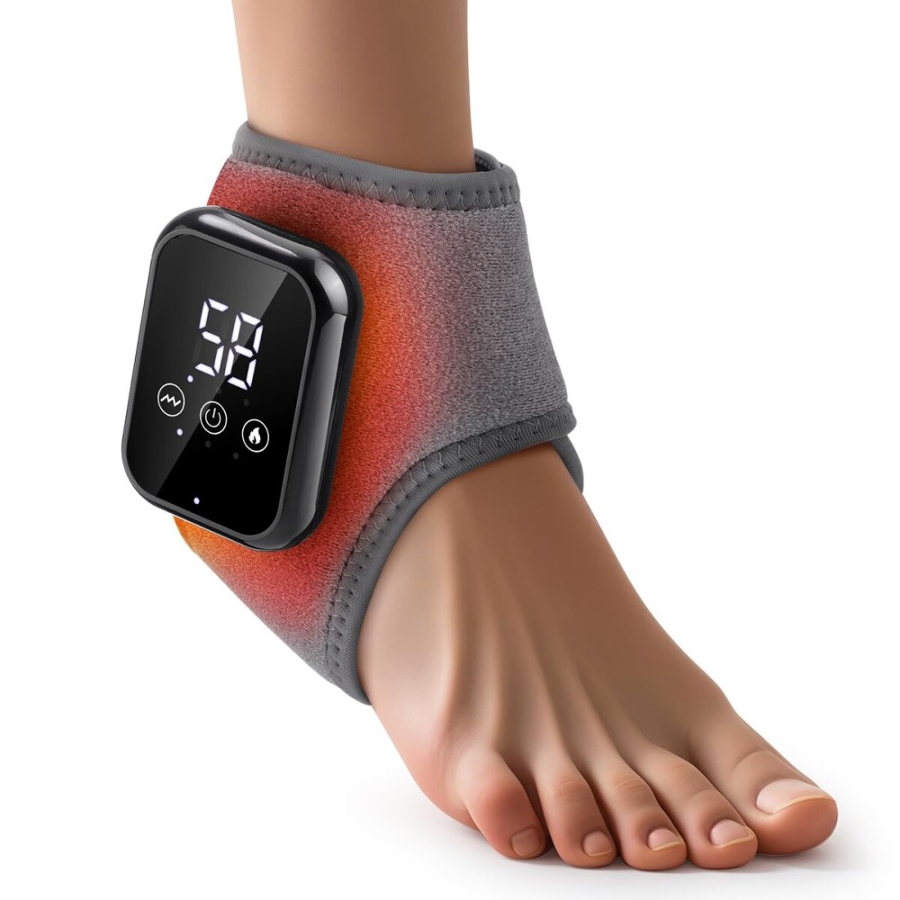 Cordless Ankle Heating Pad for Pain Relief, Ankle Massager for Circulation and Pain, Rechargeable Ankle Brace Massager, Heated Ankle Wrap