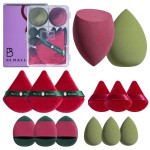 Makeup Sponge Set BS-MALLTriangle Puff 14 Pcs for Liquid, Cream, and Powder, Multi-colored Makeup Sponges and Mini Makeup Sponge (Green Red)