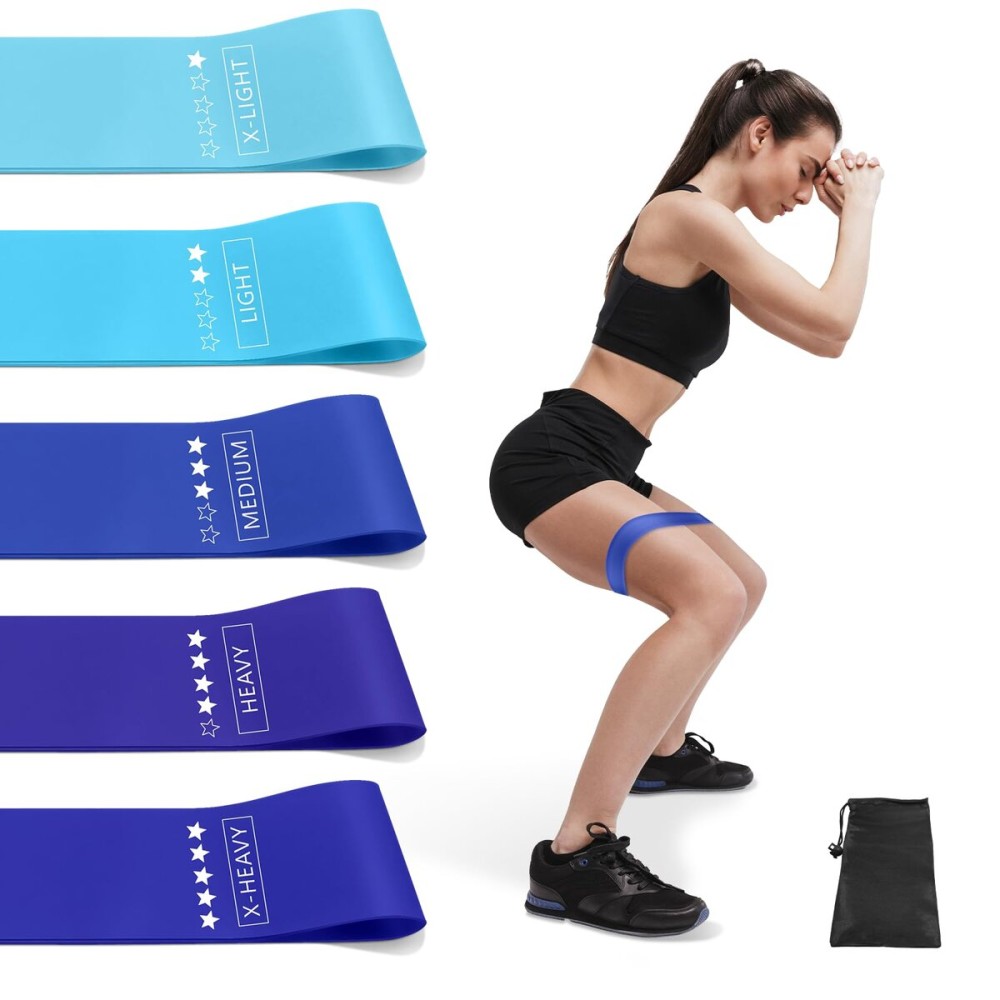 Resistance Bands for Working Out, Exercise Bands Resistance Bands Set with 5 Resistance Levels, Multi-Colored Workout Bands for Indoor & Outdoor Fitness, Leg Strength Training, Yoga (Blue)