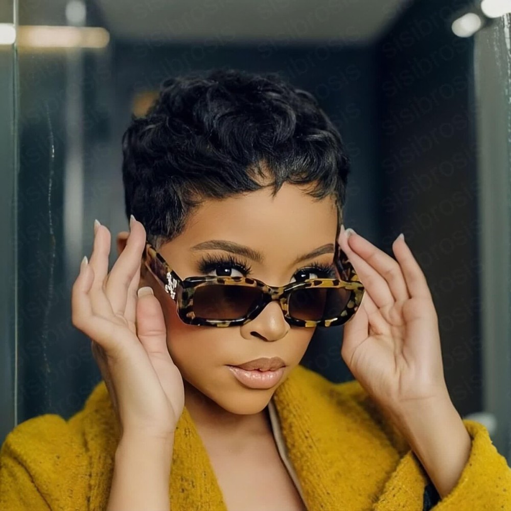 QiaQiaRing Chic Short Human Hair Wigs With Bangs Pixie Cut Wigs for Black Women Short Layered Pixie Cut Human Hair Wig Glueless Full Machine Made Lightweight Natural Black Color for Daily Use (Black)