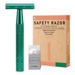 Double Edge Safety Razor, Single Blade Razors for Men and Women, Reusable Metal Razor with 10 Stainless Steel Double Edge Blades, Smooth and Close Wet Shaving, Plastic Free, Green