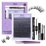 B&Q Flora Lash Clusters Kit B0X, DIY Lash Extension Kit 156PCS Eyelash Extension Kit, Soft Wispy Lash Clusters 8-18MIX D Curl Lash cluster, Thin Black Band Cluster Eyelash Extensions (B0X Set)