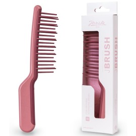 Janeke J-Brush Detangling Comb for Curly and Wavy Hair - Wide Tooth J-Shape Brush for Wet and Dry Use - Anti-Frizz, Lightweight and Gentle on Scalp - Made in Italy Professional Styling Tool (Pink)