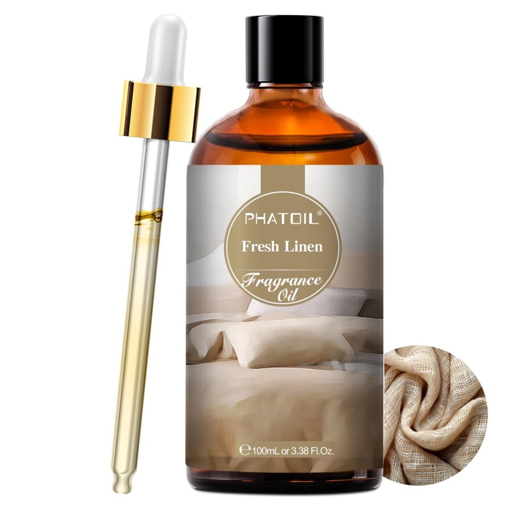 100ML/3.38fl.oz Fresh Linen Fragrance Oils, PHATOIL Fresh Linen Oil for Diffuser, Humidifier, Scented Oils for DIY Soap, Candle Making with Premium Glass Dropper