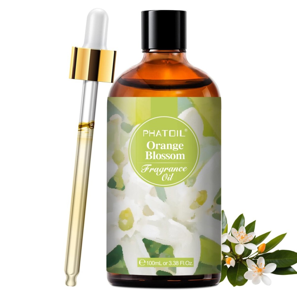 100ML/3.38fl.oz Orange Blossom Fragrance Oils, PHATOIL Orange Blossom Oil for Diffuser, Humidifier, Scented Oils for DIY Soap, Candle Making with Premium Glass Dropper