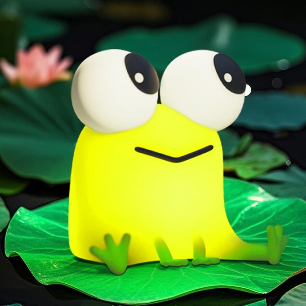 FAMIDUO Cute Frog Night Light, LED Silicone Squishy Novelty Animal Lamp,3 Levels Dimmable/Timer Nursery Nightlight for Kids, Rechargeable Touch Bedside Lamp, Bedroom/Dorm Decor, Baby Boys Girls Gifts