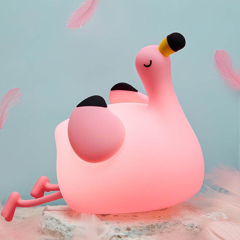 FAMIDUO Flamingo Night Light for Kids,Pink Flamingo Gift, Silicone LED Squishy Animal Lamp,Dimmable/Timer Nursery Nightlight for Baby, Rechargeable Touch Bedside Lamp, Bedroom/Dorm Decor,Girls Gifts