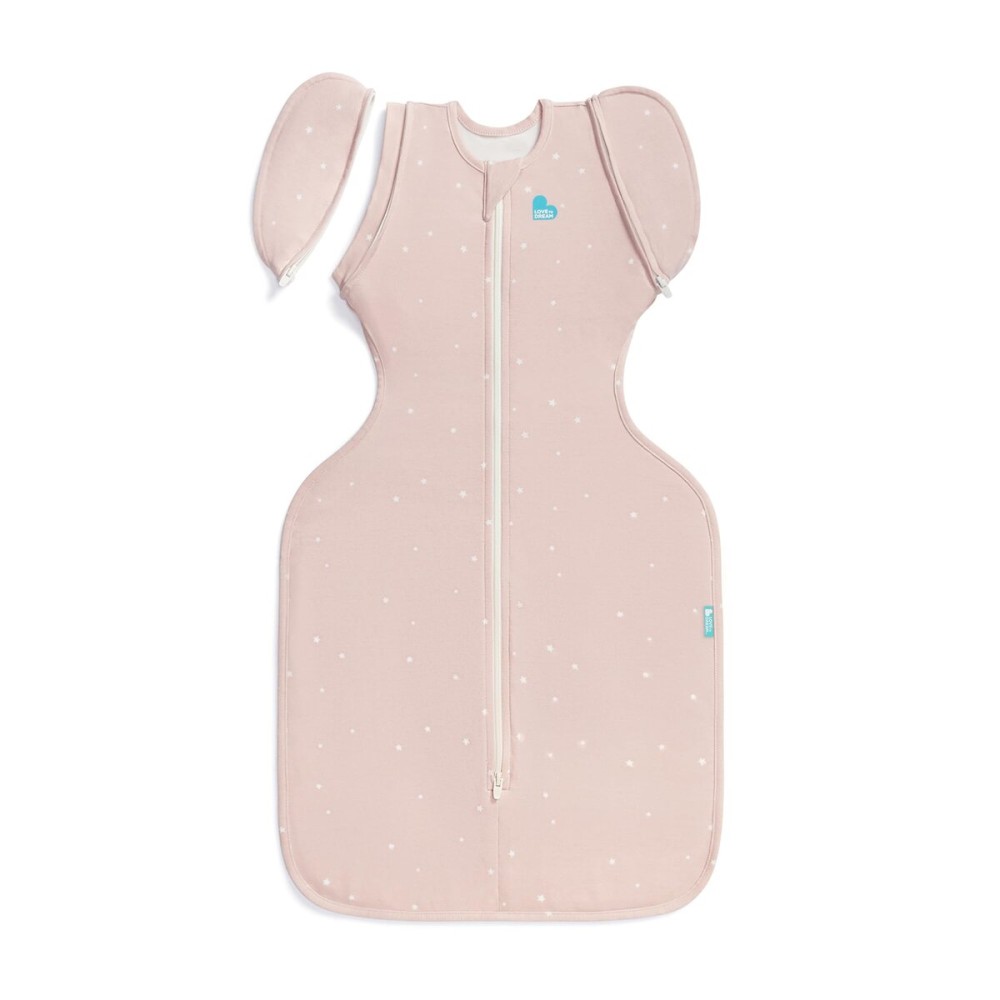 Love to Dream Swaddle Up Transition Bag, 1.0 TOG, 19-24 lbs, Stage 2, Zip-Off Wings, Gently Help Baby Transition from Being Swaddled to Arms Free when showing signs of rolling, Powder Pink Twinkle