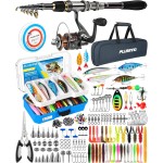 PLUSINNO Telescopic Fishing Rod and Reel Combo with 373PCS Tackle Box, Collapsible Rod and Lures Box, Travel Fish Pole Starter Kit, Fishing Accessories Gear Tackle Lure Kit Gifts for Men Bass Trout